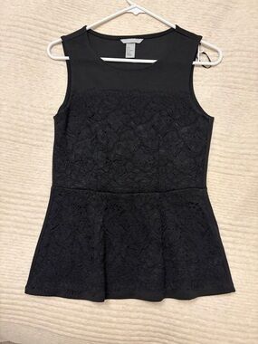 H&M Black Lace Peplum Top